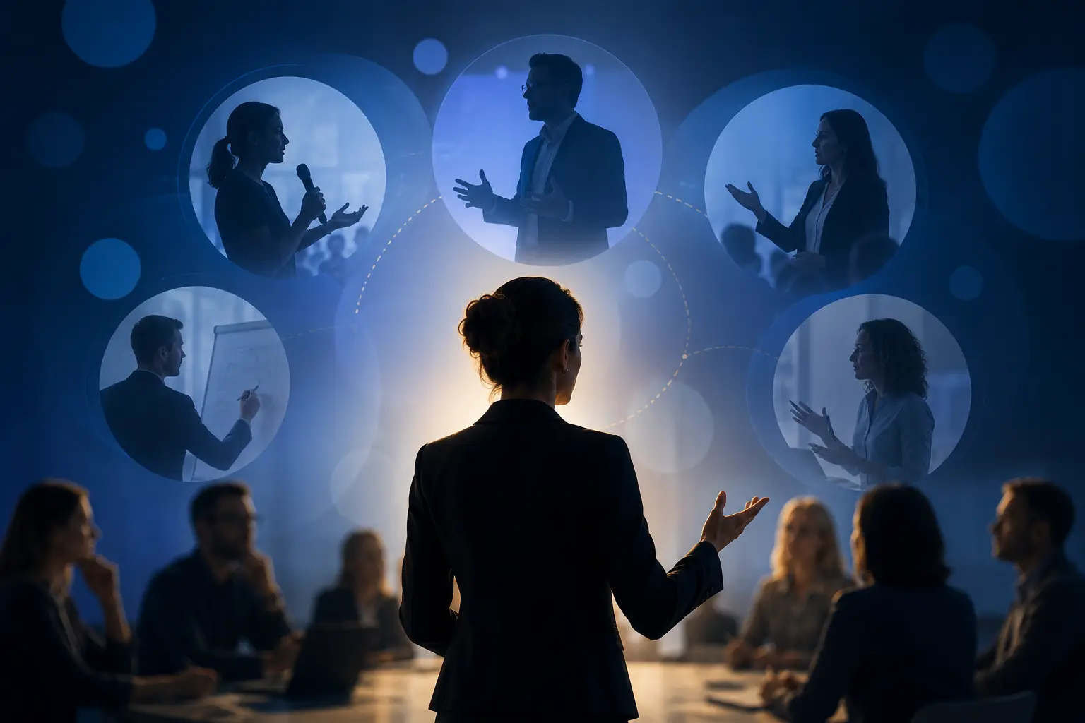 A network of speakers, moderators and trainers connecting with event organisers